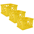 Storex Stacking Container, Yellow, Plastic, 9 in L, 7 3/4 in W, 6 in H, 3 PK 61492U24C